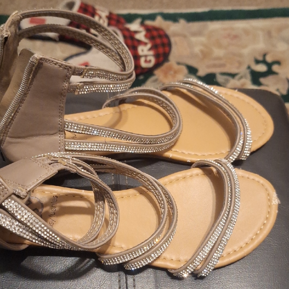Daisy Fuentes Tan and Silver Sandals